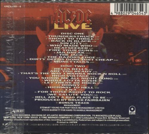 AC/DC Live & Bonus Track Japanese 2 CD album set (Double CD) (11181)